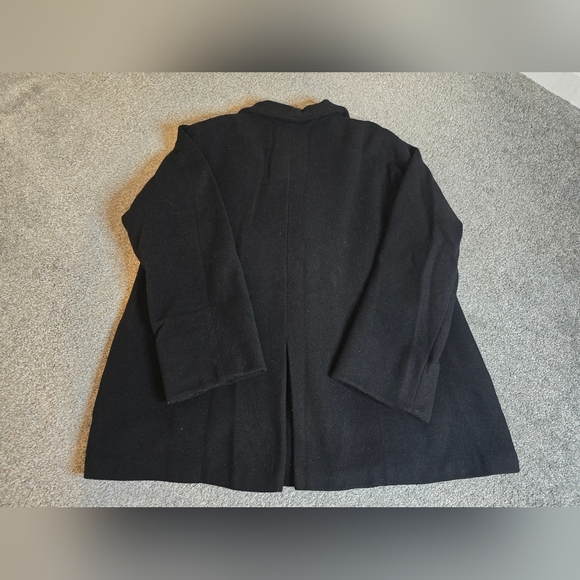 Eileen Fisher 100% Wool Black Button Pockets Satin Lining Women's Size Medium - Picture 3 of 10
